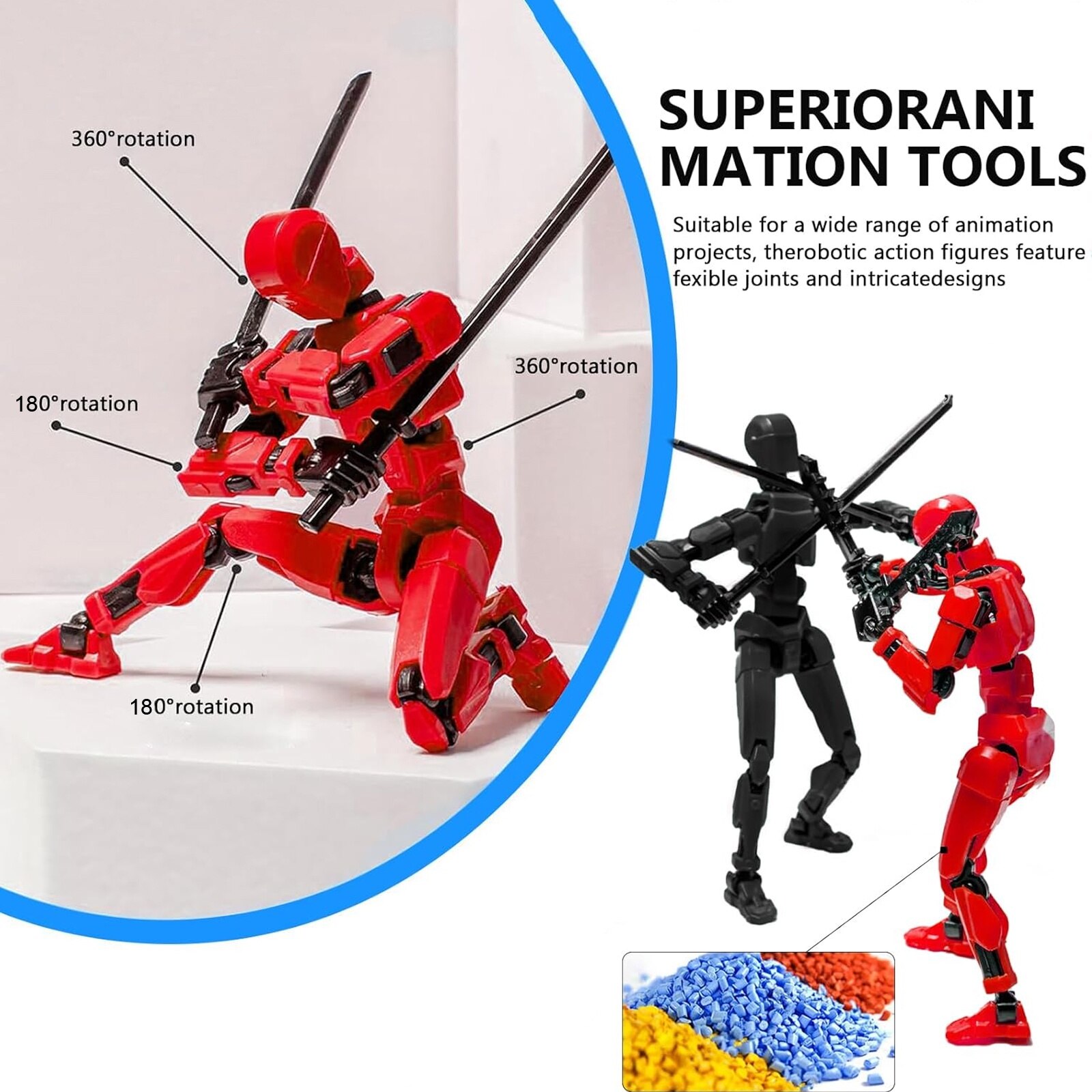 Robot jucarie cu articulatii R13, Hggzeg, Printat 3D, Cu accesorii