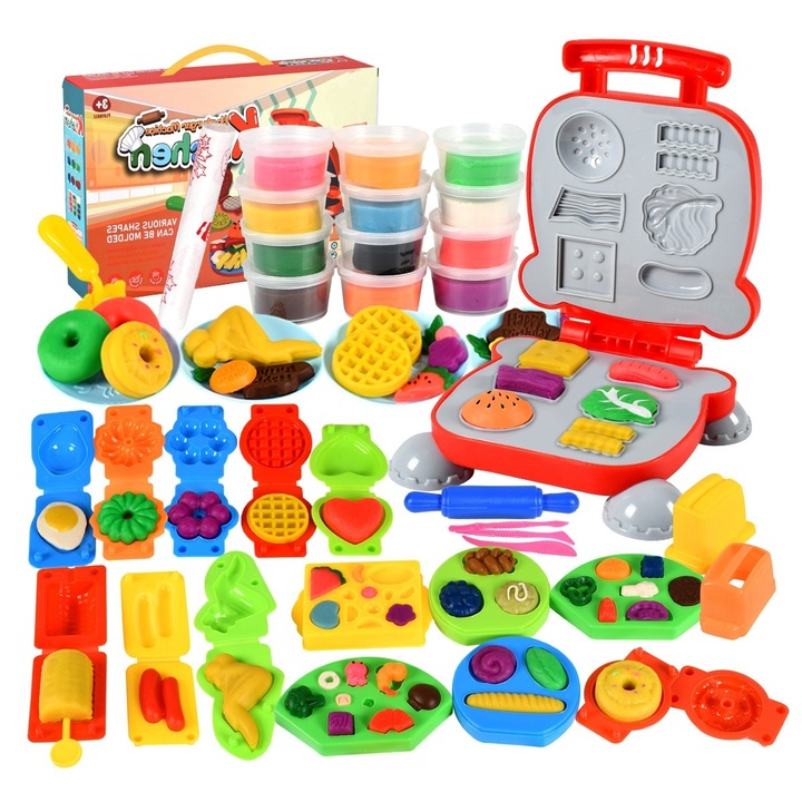 Творчески комплект пластилин, BOMSTOM, модел на кола бургер, 40 части, множество инструменти за моделиране, несъхнещ/залепващ се, 3 години+, многоцветен