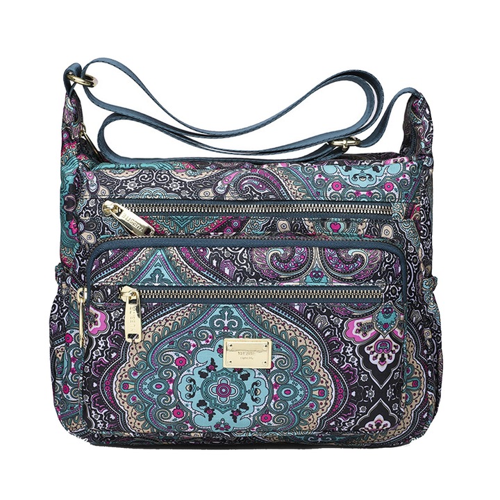 Чанта за кръст, Darklove, С регулируема презрамка, 10 джоба, Дизайн против кражба, Лесна за почистване, Не избледнява, Антифрикционна, Издръжлива, Преносима, За телефон, iPad и портфейл, Полиестер/найлон, 27x20x10 см, Многоцветна