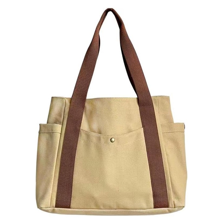 Дамска чанта, Darklove, С две фиксирани дръжки и много отделения, Издръжлива, Антифрикционна, Лесна за съчетаване, Ергономичен дизайн, Не избледнява, Преносима, Подходяща за носене навън, 38x28x13 см, Каки