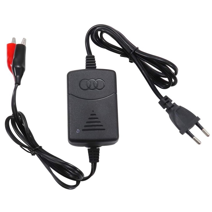 Incarcator Acumulatori Plumb, SINBINTA, Mod de incarcare in trei etape, 12V, Indicatori LED, Pentru biciclete, trotinete, motociclete, protectie la scurtcircuit, se opreste automat cand este complet incarcat, ABS, 5 x 7.7cm, Negru