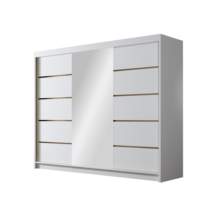Dulap cu oglinda Gamirut VI, MIRJAN24, alb, 58x200x215 cm