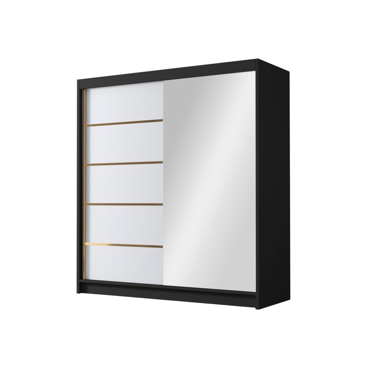 Dulap Bretoka III, MIRJAN24, negru / alb, 58x180x215 cm