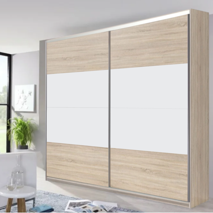 Dressing Lara 2 usi glisante 2F2F Stejar/Alb L240 x H240 cm Hafele