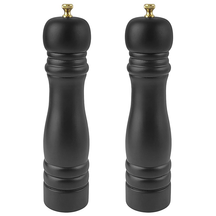 Set 2 rasnite piper gxwcyi, lemn cauciucat negru mat, ceramic, manual