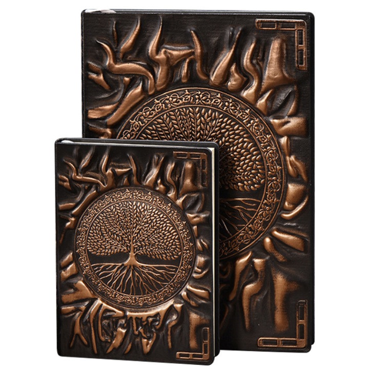 Agenda tip jurnal retro de calatorie, MzcrJosv®, set de doua piese, A5, Coperti din piele Ecologica, Semn de carte cu panglica, 21.5x10cm