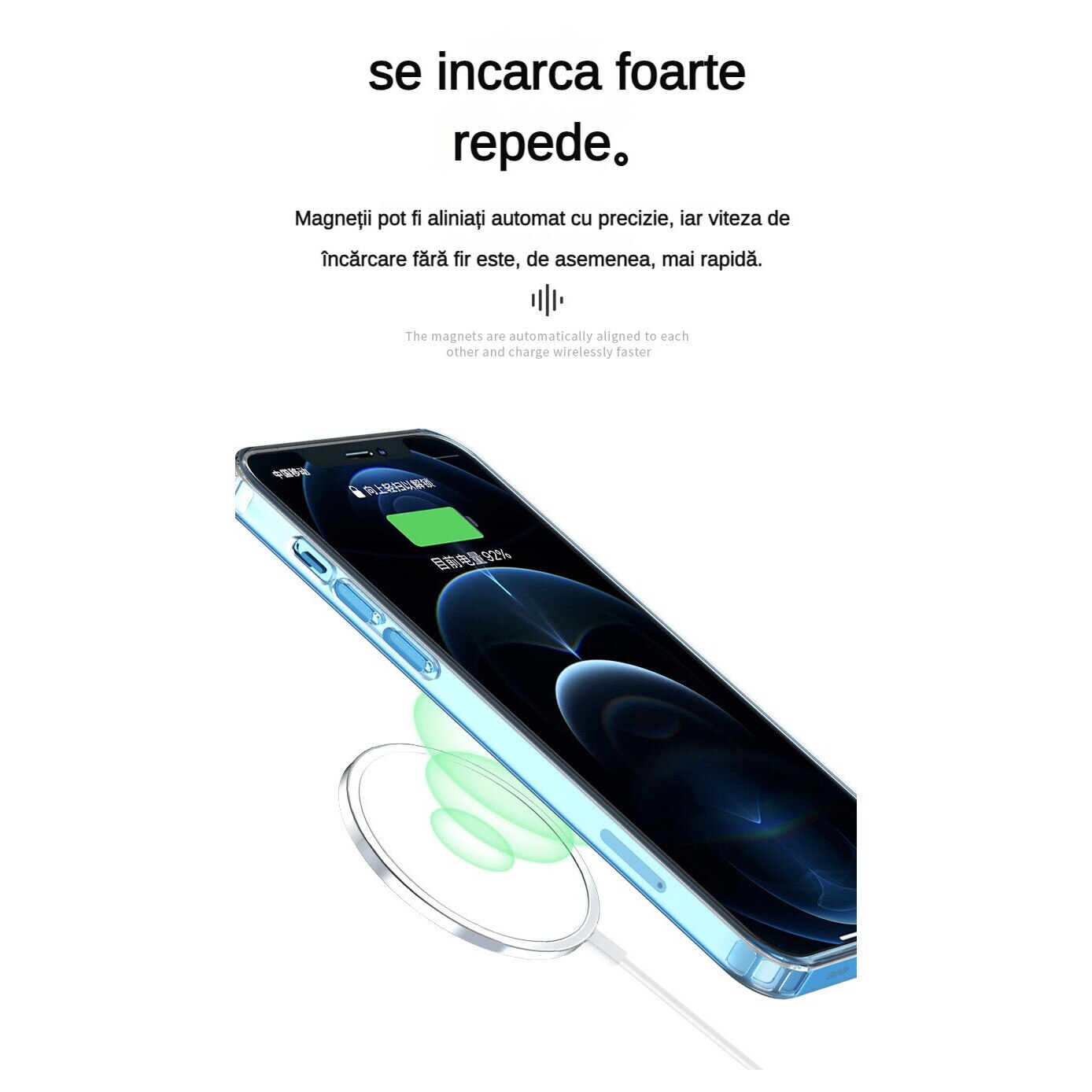 Husa de protectie MDUG transparenta pentru iPhone 15 Plus, 6,7 inci, anti-soc compatibila MagSafe, Transparent