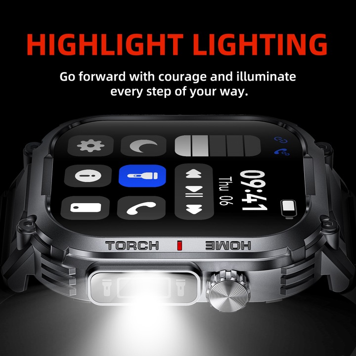 Часовник Smartwatch, интелигентен, фитнес, спортен, водоустойчив, интелигентна функция за броене на стъпки, унисекс, известия, 2.02" екран, безжичен, Bluetooth 5.3 разговори, HD микрофон, наблюдение на съня, английски език, FitCloud, черен