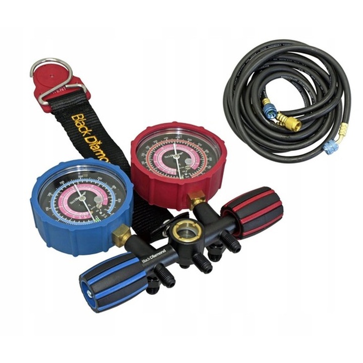 Set Manometru Aer Conditionat Black Diamond 27456 - Profesional, 3 Furtunuri, R32/R410A/R407C