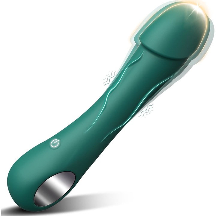 Klasszikus szilikon vibrátor, 10 frekvencia, vízálló IPX6, zöld, 18,5x3,5 cm