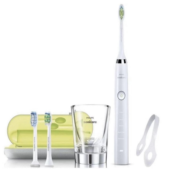 Elektromos fogkefe Philips Sonicare Diamond Bright, sonic technológia, 7x lepedék eltávolítás, fehér, 2 kefefejjel