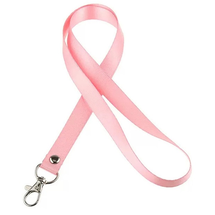 Set 50 snururi ecuson, xyedyaup, 460 mm, Franghie agatata anti-pierdere ingrosata pentru insigna pieptului de expozitie, permisul de munca si lantul Roz fumuriu