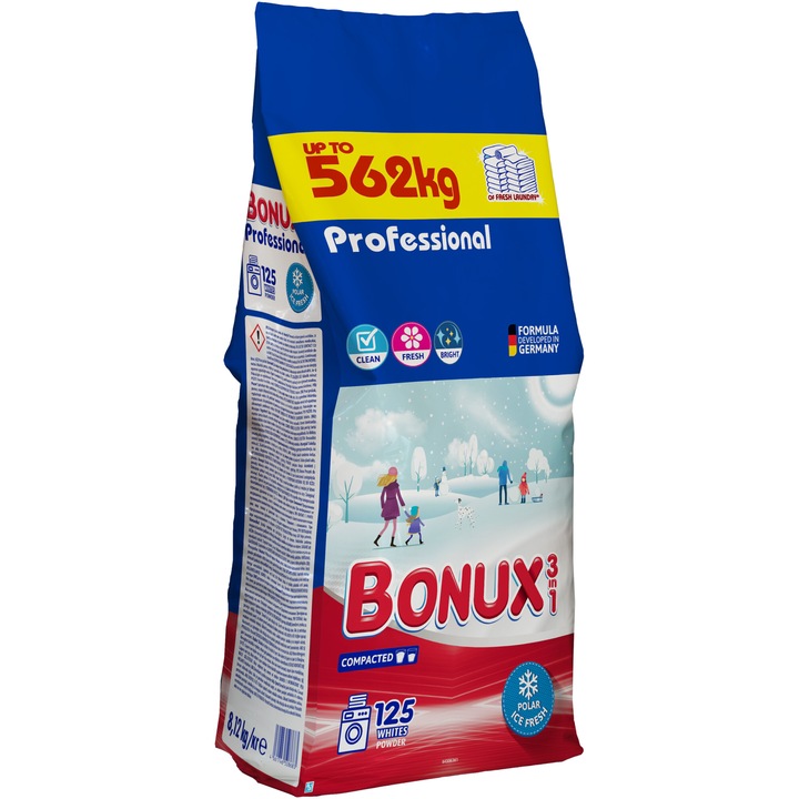 Bonux Detergent rufe, pudra, fresh, 125spalari, 8.12kg