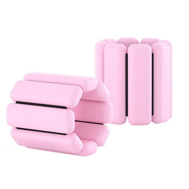 Greutati fitness Rqiurpn pentru incheieturi si glezne, ajustabile, silicon, roz