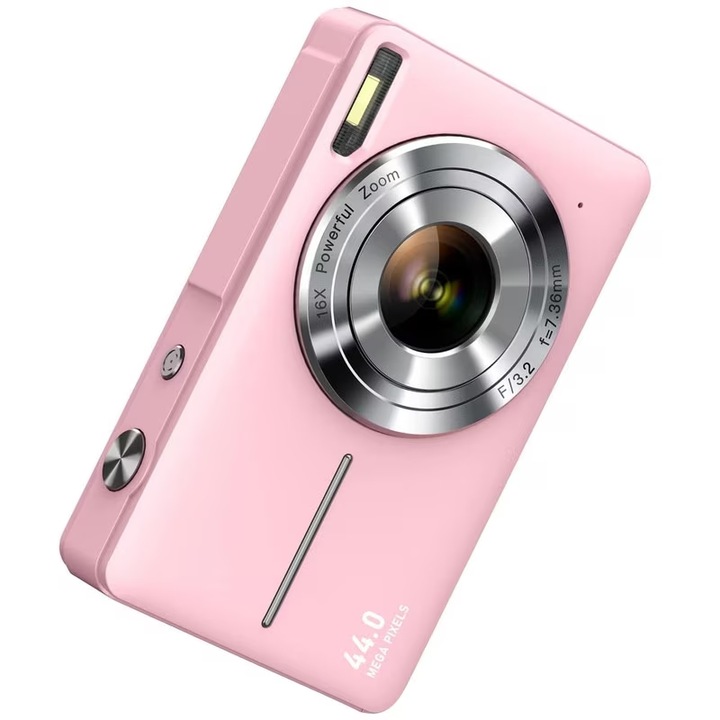 Digitális fényképezőgép, VKK®, 16X digitális zoom, 44 MP, 700 mAh, 2,4" rózsaszín