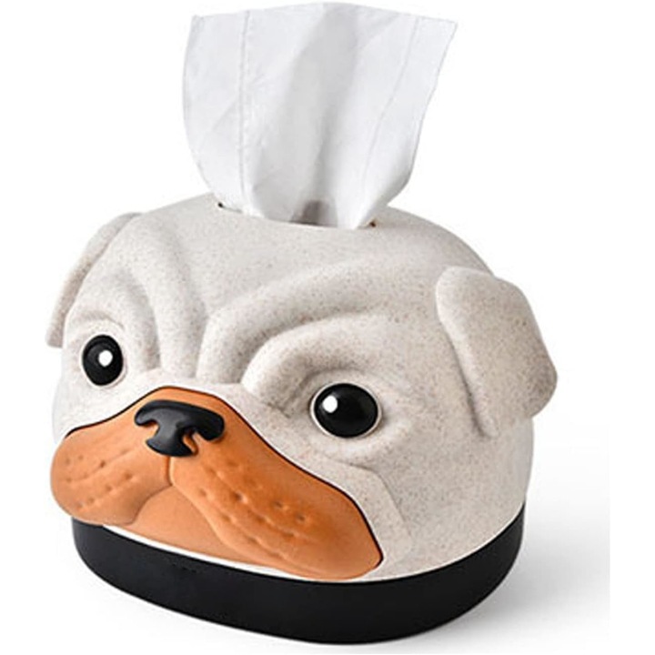 Kutya alakú szalvétatartó huzat, irodába vagy fürdőszobába, sima szélű, sokszínű, 13x8x10cm