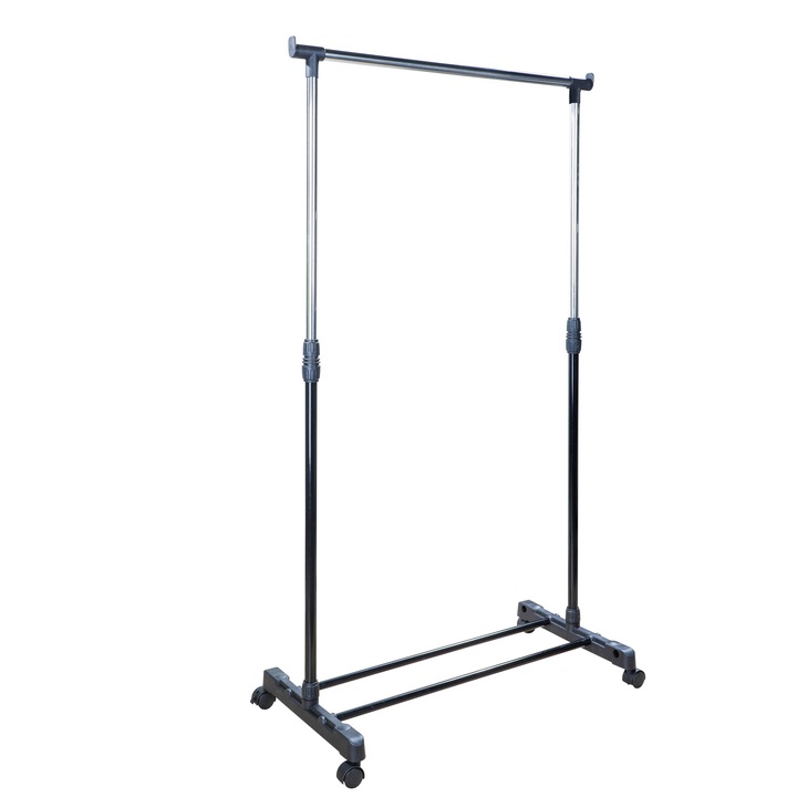 Ruhatartó állvány, Haushalt, kihúzható, 4 kerék, fém és műanyag, 84 x 41, 5 x 101 - 167 cm