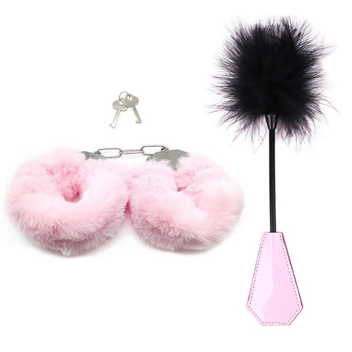 Set BDSM, Unisex, Piele si Nylon, Roz, Ambalaj Discret