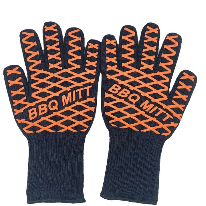 Konyhai kesztyűk, hőálló, csúszásmentes, narancssárga, 1 pár szett