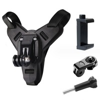 Suport De Casca Pentru Camera Video, Zggzerg, Cu adaptoare, suruburi, cleme pentru telefonul mobil, Rezistent la socuri si anti-alunecare, Usor de instalat, Compatibil cu GoPro, PP+TPE, 6 x 14 x 20cm, Negru