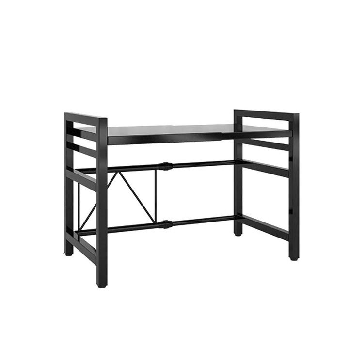 Etajera ajustabila, Raft metalic cuptor cu microunde, 42-60 x 36 x 46cm, Negru