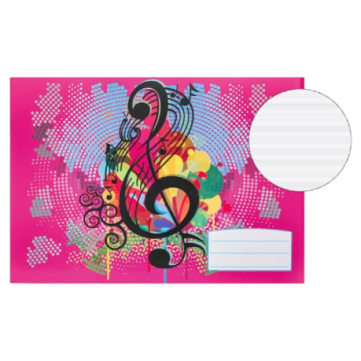 Caiet de Muzica Coperta Roz 24file 16.7X23.7CM