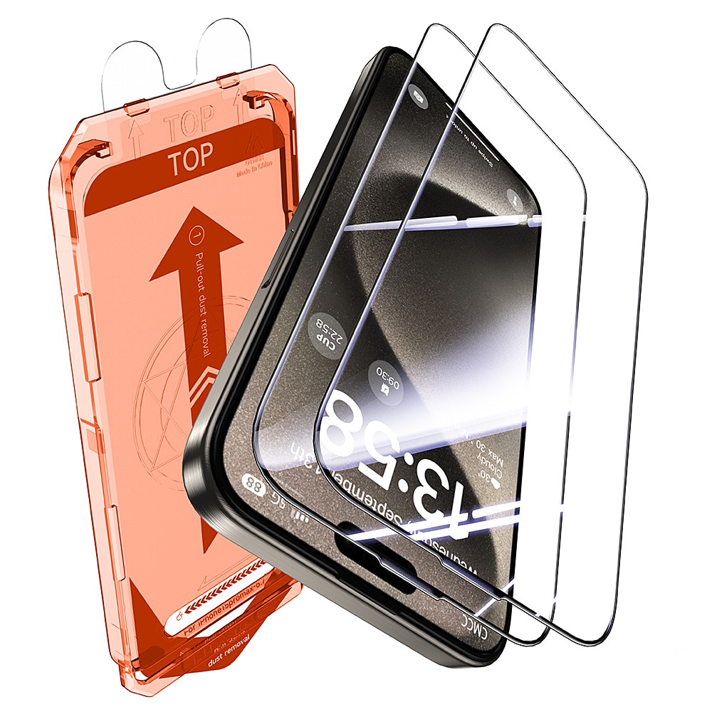 Set 2 folii protectie, instalare rapida, HD pentru iPhone 13 PRO