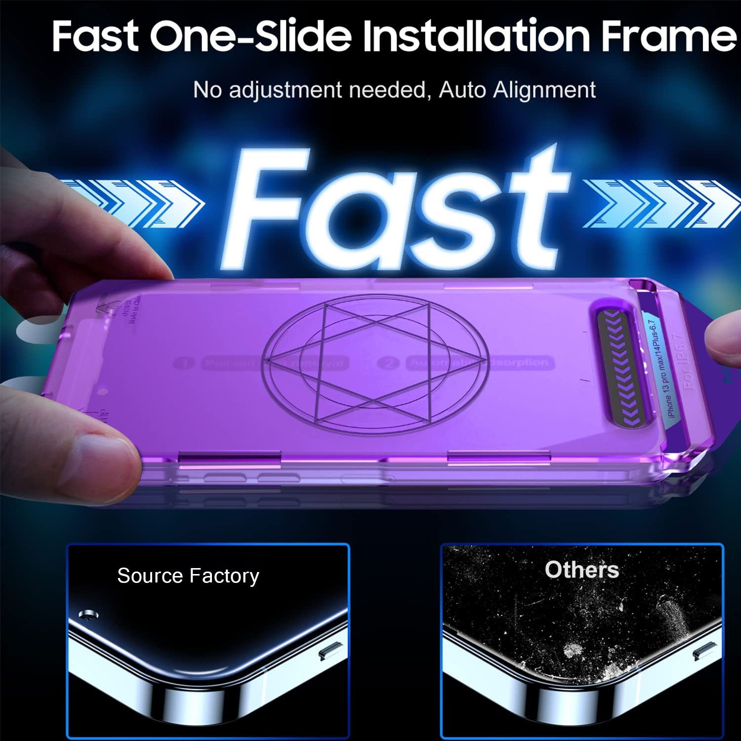 Set 2 folii protectie, instalare rapida, HD pentru iPhone 13 PRO