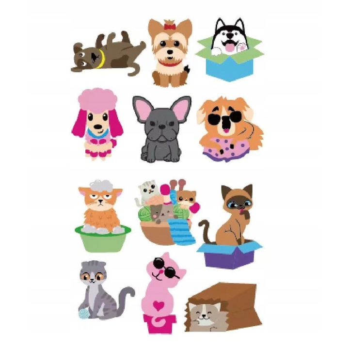 Set autocolante de broderie cu diamante 5D, 12 bucati, Model D8990, Multicolor