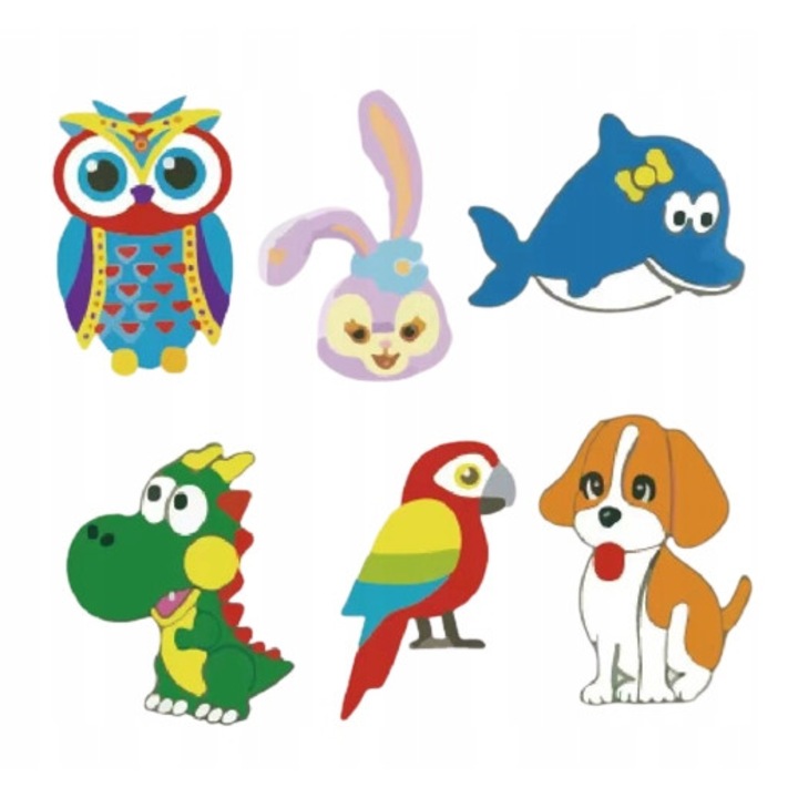 Set autocolante de broderie cu diamante 5D, 6 bucati, Model HDP011, Multicolor