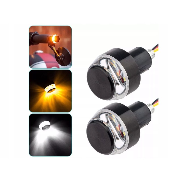 Set Capete Ghidon cu LED Integrat, Lumini Albe si Portocalii, Aluminiu, 22mm