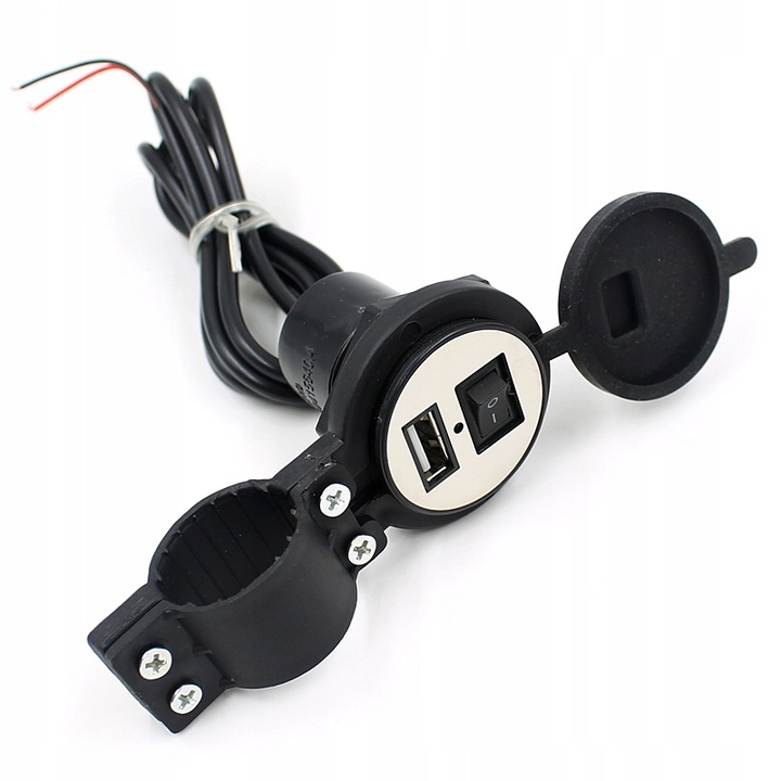 Motorkerékpár, USB töltő 5V, vízálló, kormányra rögzíthető, fekete, 150cm