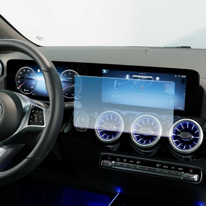 Регенерируемо хидрогелно защитно фолио за автомобилна навигация за Mercedes-Benz B Class 2020, гъвкав хидрокристал, безупречен външен вид, технология Premium Optim Core, против надраскване, усъвършенствана чувствителност, прозрачен