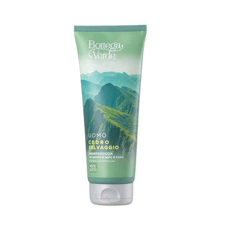 Bottega Verde, Cedro Selvaggio 2-in-1 hidratáló tusfürdő és sampon cédrusfakivonattal, 200 ml