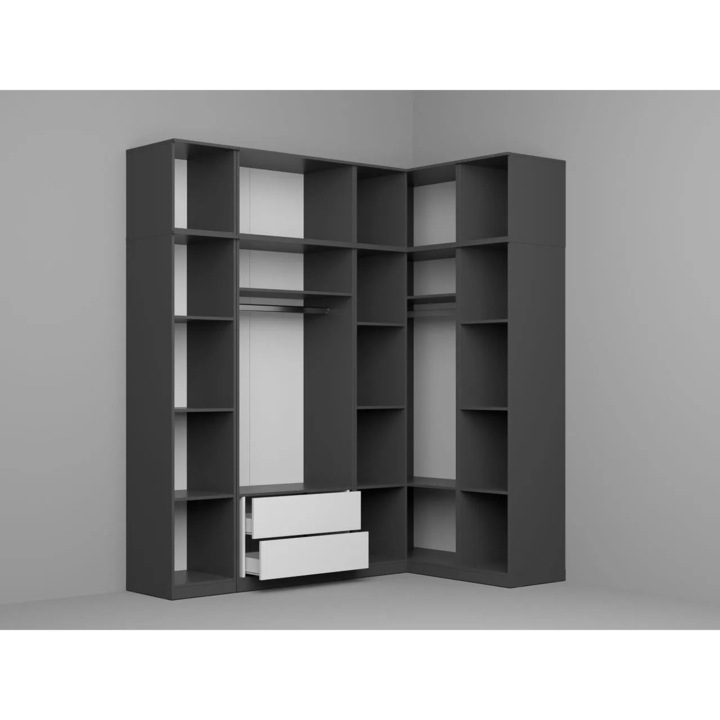 Dulap pe Colt, Carcasa, c29, Gri, Fara Usi, 210,8 x 130 cm