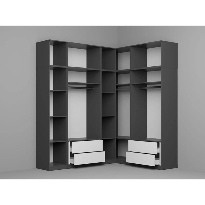 Dulap pe Colt, Carcasa, c30, Gri, Fara Usi, 210,8 x 172 cm