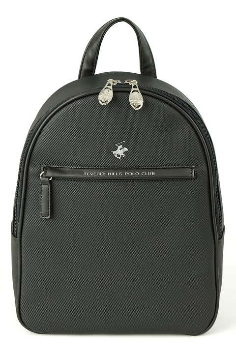 Beverly Hills Polo Club, Rucsac de piele ecologica cu logo, Negru