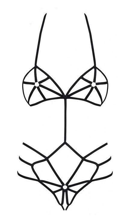 Еротично бельо Obsessive Teddies Slave, Черен, S/M