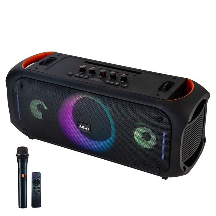Преносима тонколона AKAI ABTS-150, 80W, Bluetooth, USB, FM радио, Черен