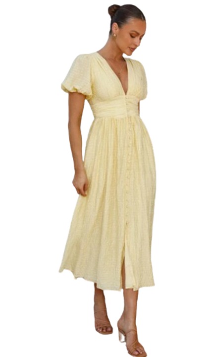 Rochie dama, Poliester, Galben, S INTL