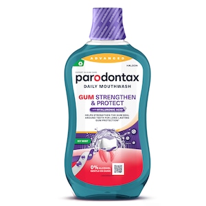 Apa de gura cu fluor fara alcool Parodontax Gum Stregthen & Protect Icy Mint, 500 ml