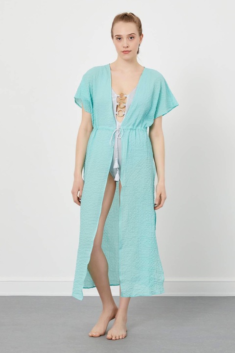 Hosszu strand kimono, Just Like You, pamut, turkiz, Türkiz