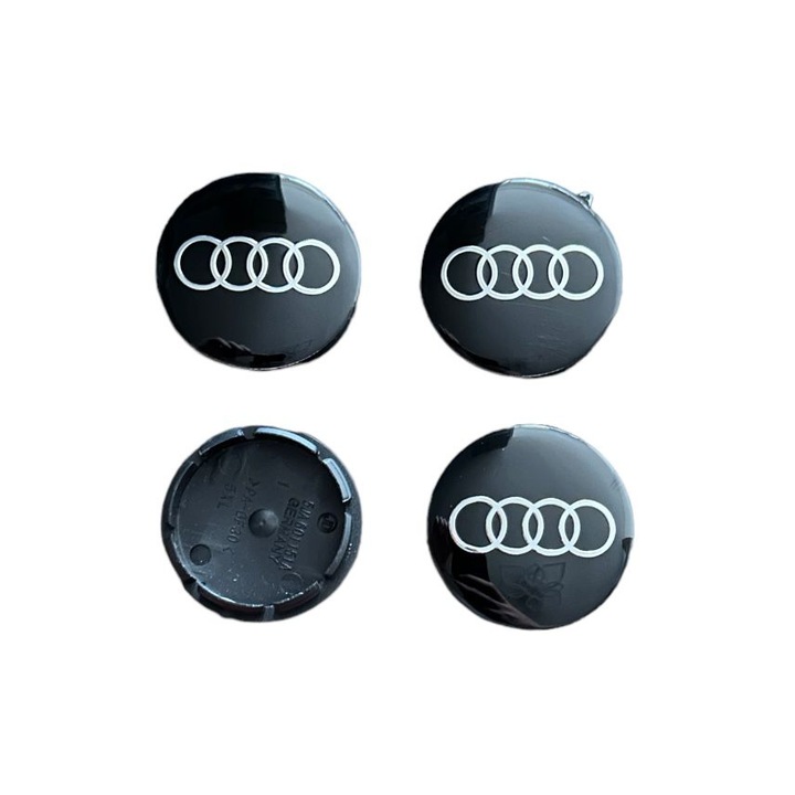Set 4 capace roti 56mm Audi Negru compatibil/inlocuitor janta aliaj