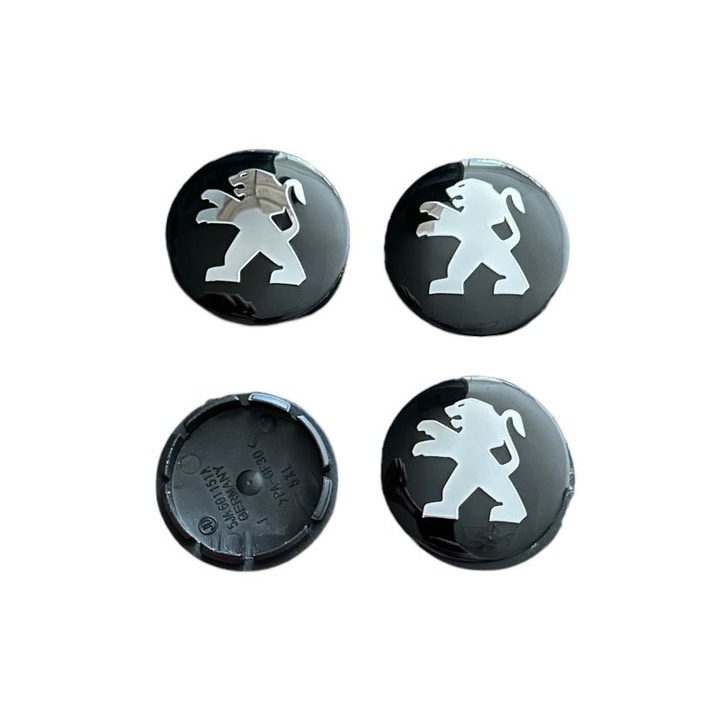 Set 4 capace roti 56mm Peugeot Negru compatibil/inlocuitor janta aliaj