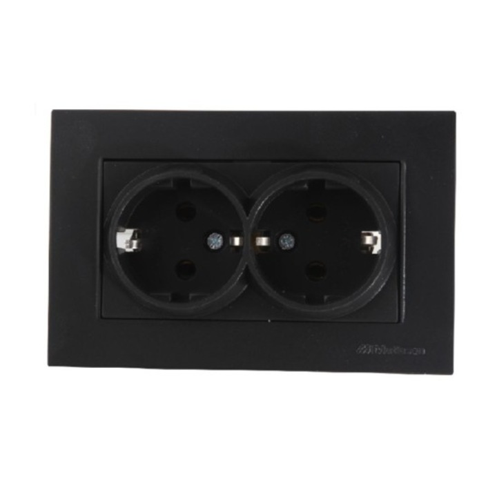 Priza dubla cu impamantare Rita Mutlusan Neagra