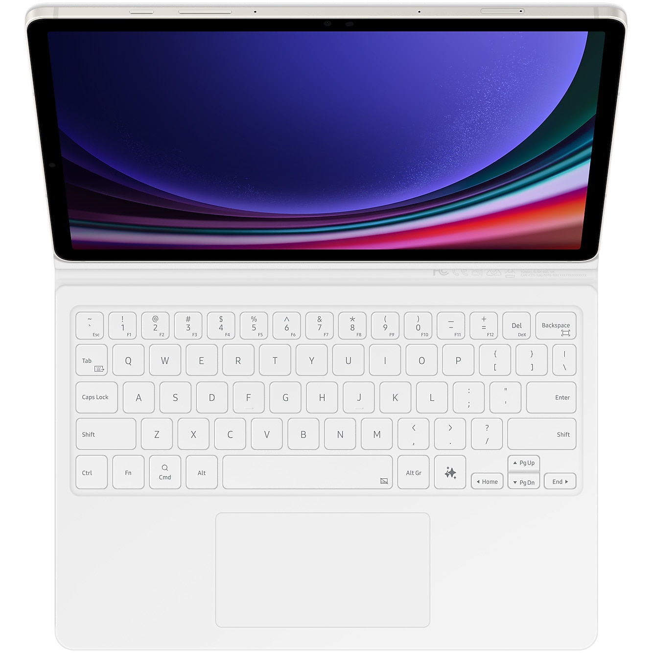 Husa de protectie Samsung Book Cover Keyboard pentru Galaxy Tab S9/S9 FE, White