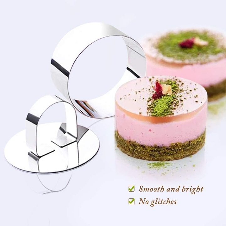 12 db rozsdamentes acél süteménygyűrű készlet 8x4cm fedővel