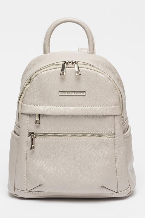 Antonia Moretti, Rucsac de piele cu buzunare multiple, Grej