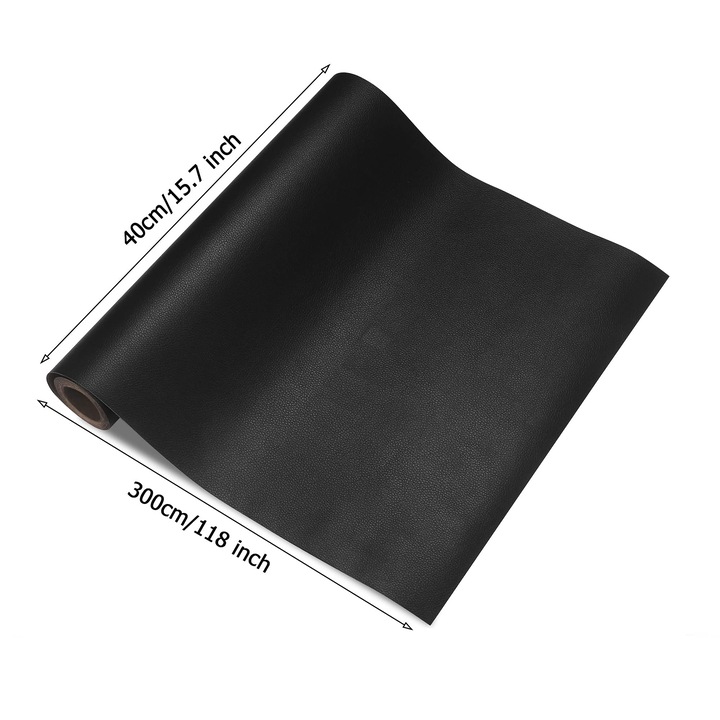 Petic reparare, AMRINUGL, piele artificiala autoadeziva, negru, 50x300cm