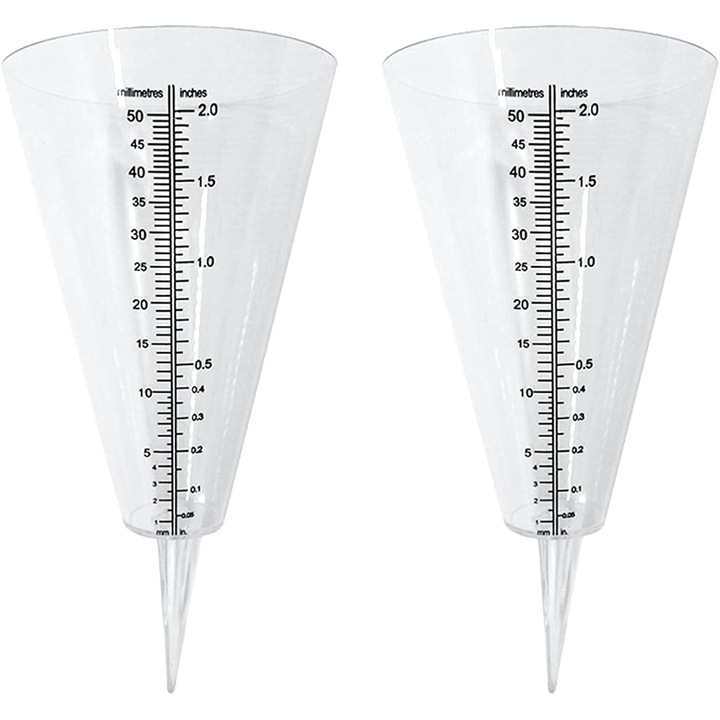 Set 2 cani masurare ploaie AMRNUGL, plastic rezistent, transparent